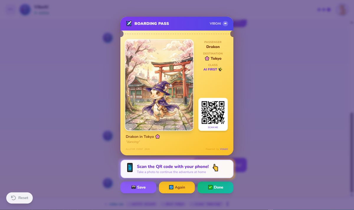 Pet Travel boarding pass with generated artwork and QR code