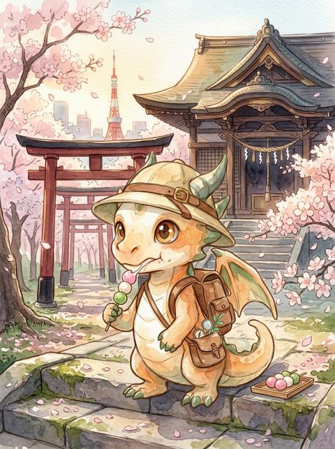 AI-generated postcard from the expo: a mochi snack break