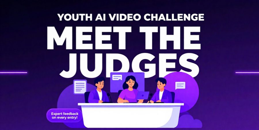 Meet the judges graphic from a past Youth AI Video Challenge season